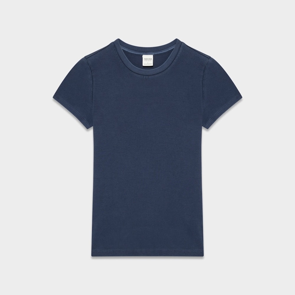 Aritzia Homestretch No Stress Blue Ribbed Tee - Picture 2 of 2